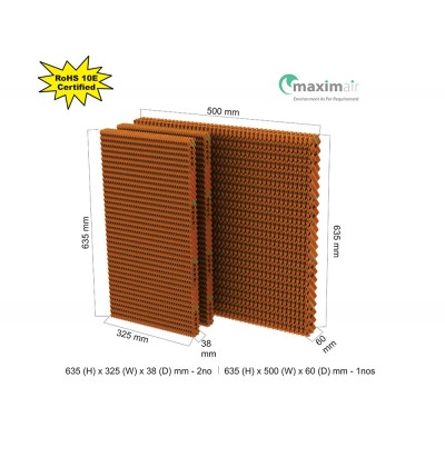 Cooling Pad (635 (H) x 325 (W) x 38 (D) mm - 2 nos 635 (H) x 500 (W) x 60 (D) mm - 1 nos)