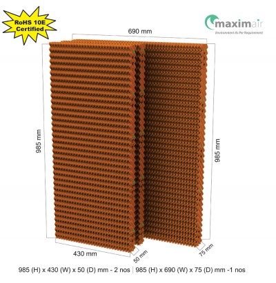 Cooling Pad (985 (H) x 430 (W) x 50 (D) mm - 2 nos 985 (H) x 690 (W) x 75 (D) mm -1 nos)