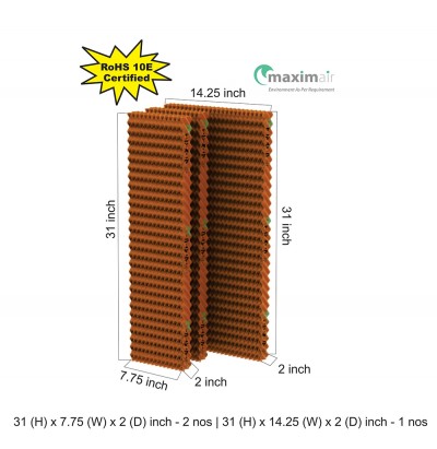 Cooling Pad (31 (H) x 7.75 (W) x 2 (D) inch- 2 nos | 31 (H) x 14.25  (W) x 2 (D) inch- 1 nos)